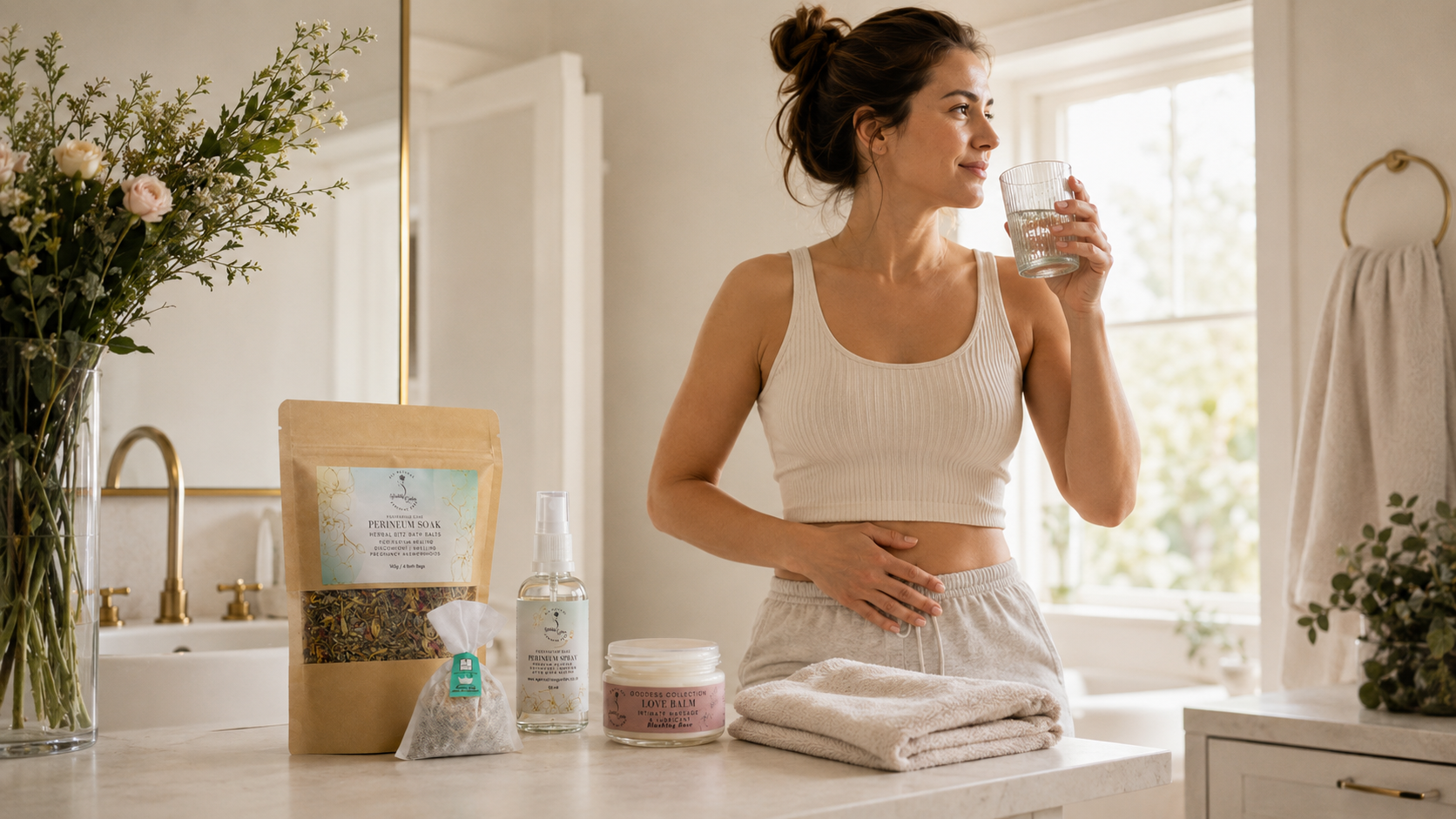 Woman practising healthy hydration and bathroom habits to help prevent recurrent urinary tract infections